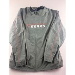 Reebok NFL Onfield Chicago Bears Full Zip Jacket Mens XL Grey Orange Stitching